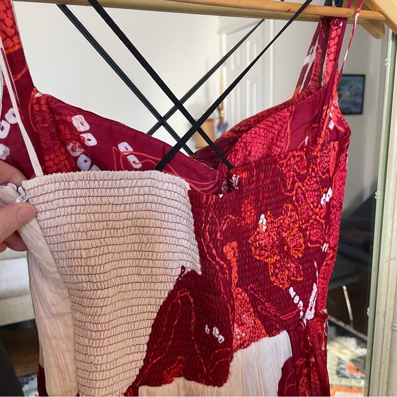 NWT Saaksha & Kinni Bandhandi Placement Print Micro Pleated Res Maxi Dress - Picture 8 of 11